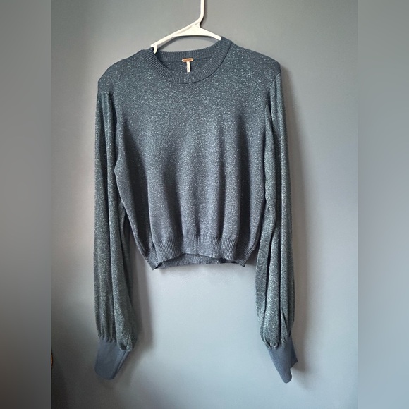 Free People Sweaters - Free People bluish Gray Crew Neck Sweater, let it Shine, Revolve